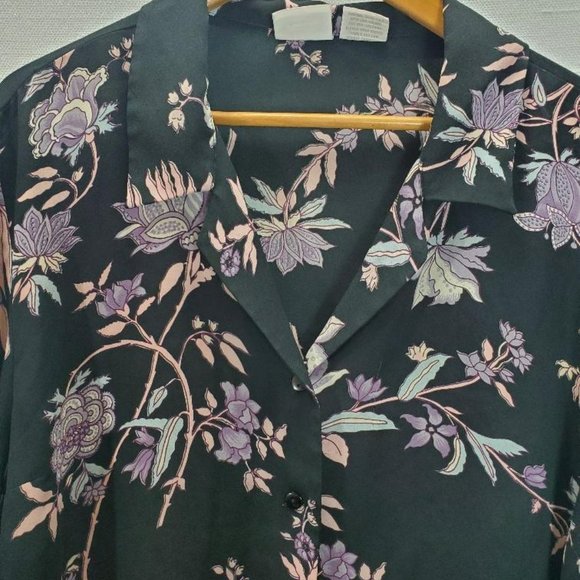 Studio C Classic Collection Button Up Top Womens 26/28 Floral Short Sleeve Flowy - Picture 3 of 9